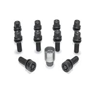 H&R Wheel bolt Set Round-Head with movable cone R13 M14x1.50 - Length 36mm - Black - 10 pcs. (e.g. compatible with Audi S5) - incl. wheel-locks