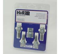 H&R Rim Lock Set M12 x 1.25 x 26 mm Taper Collar - 4 Wheel Lock Screws with Adapter