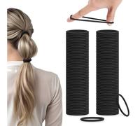 H&S 100 Elastic Hair Bands 4mm Hair Ties Bobbles Elastics Hairbands Ponytail Holders No Metal for Women Girls Kids Men Thick Hair Black
