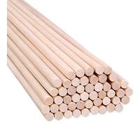 H&S 100 Wood Dowels 30cm x 6mm, Natural Unfinished Doweling Rods & Sticks for Cake & Craft Projects - Wooden Cake Dowels - Wooden Pole - Dowling Rods