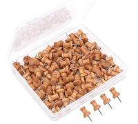 H&S 100pcs Wooden Push Pins & Thumb Tacks for Cork Boards, Noticeboards, Drawing Pins - Push Pins for Cork Board