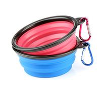 H&S 2 Collapsible Silicone Dog & Cat Travel Bowls - Portable Pet Water & Food Travel Dog Bowl (Small)