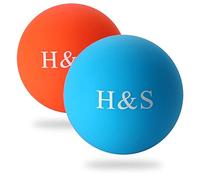 H&S 2 x Silicone Lacrosse Massage Balls - Trigger Point Muscle Roller & Hand Exercise Set for Myofascial Release