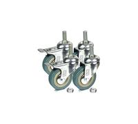 H&S 4 Castor Wheels Heavy Duty 75mm PU Rubber Swivel Trolley Furniture Caster with Brakes - Screw