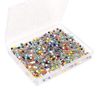H&S 500pcs 38mm Long Glass Head Pins for Dressmaking & Sewing Red Black White Multicolour - Round Head - Sewing Accessories