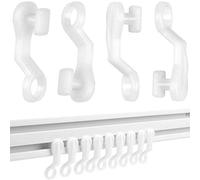 H&S 50pcs White Plastic Curtain Glider Hooks, Curtain Sliders, Rail Track Fittings & Clips