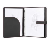 H&S A4 Portfolio Folder with Ring Binder Mechanism - with 40 Plastic A4 Document Pockets - Black Faux Leather Conference Folder