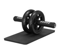 H&S Ab Roller for Strength Training Equipment - Abs Sit Up Exercise Wheel for home gym with Extra Thick Knee Pad Mat - Ab Trainer w/Dual Glide Wheels