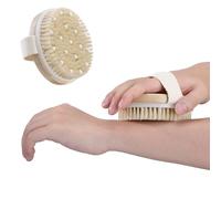 H&S Bamboo Body Dry Brush - Exfoliating Dry Brushing Body Brush - Exfoliator Brusher for Skin - Soft & Hard Bristles Massage - Use on Skin Face Facial - Scrub for Women and Men