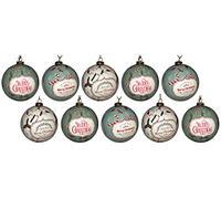 H&S Collection 10 x Vintage Inspired Teal 'Candy Cane' Christmas Tree Baubles Decorations