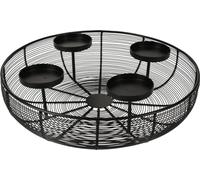 H & S Collection Advent Wreath Metal Bowl Diameter 36 cm Black