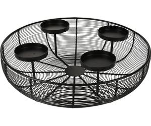 H & S Collection Advent Wreath Metal Bowl Diameter 36 cm Black