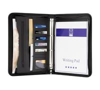 H&S A4 Zipped Conference Folder Padfolio Folio Case Business Faux Leather Document Bag Portfolio - Ring Binder