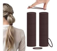 H&S Hair Bands for Women - 100pcs x 4mm - Non-Metal Bobbles for Thick and All Hair Types - Elastic & Seamless Ponytail Holders - No Damage Ties also for Men - Brown