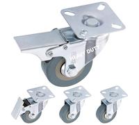 H&S Heavy Duty Castor Wheels - Set of 4 50mm (2") Castors - Rubber Swivel Trolley Wheels for Furniture - Lockable Caster With Brakes - Outdoor Casters - Wheel for Appliance or Bed