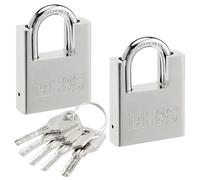 H&S 5 Key 60mm Heavy Duty Padlocks - Set of 2 for Warehouse, Container, Garage, Shutter, Gate, Chain, Shed, Locker, Outdoor Use