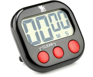 H&S Kitchen Timer Digital Cooking Timer Magnetic Countdown Clock Large LCD Screen Loud Alarm - Black
