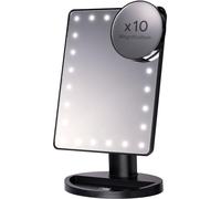 H&S Makeup Mirror with Lights - Light Up Vanity Mirror for Dressing Table Bathroom Desk - Battery Operated with LED Lights - Includes Detachable 10x Magnifying Mirror - Black