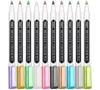 H&S Metallic Marker Pens Set of 10 - Metallic Paint Pens for Black Paper, Card Making, Scrapbooking, Kids - Scrapbook Accessories