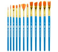 H&S Paint Brushes Set 12pcs Professional Artist Paint Brush Flat Round Tip for Acrylic Watercolor Oil Painting