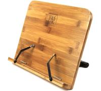 H&S Recipe Book Stand - Book Holder - Cookbook Stand for Kitchen - Bamboo Cookbook Holders for Reading - Recipe Stands with 6 Angle Options - Hands Free Page Holder - Folds Away
