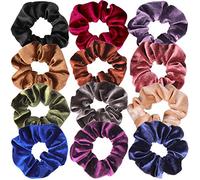 H&S Scrunchies Hair Bobbles Velvet 12pcs Hair Bands Elastic Hair Ties Hairbands Ponytail Holders Set for Women Girls Thick Hair