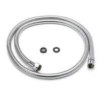 H&S Stainless Steel Shower Hose with 2 Washers - 1.25m (49”) - Extra Long Universal Replacement Hose with Chrome Finish - Anti Kink & High Flow Flexible Handheld Extension