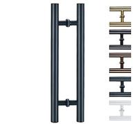 H Shape Door Pull Handle Diameter 38mm/1.5in, Heavy Duty Square Sliding Door Handle Pipe, Door Grab Bar Pole for Bath Bank Office Shopping Mall Hotel (Color : Dark Grey,