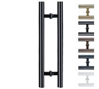 H Shape Door Pull Handle Diameter 38mm/1.5in, Heavy Duty Square Sliding Door Handle Pipe, Door Grab Bar Pole for Bath Bank Office Shopping Mall Hotel (Color : Dark Grey,