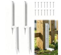 H-Shape Fence Post Repair Stakes, Heavy Duty Galvanized Steel Fence Post Anchor Kit, Ground Spike for Fix Leaning Wooden Fence Posts, with Mounting Screws for Lawn Ranch Vineyard, 2 Pack