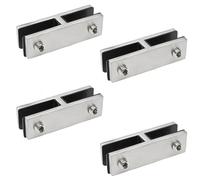 H-Shape Stainless Steel Glass Railing Clamp Set 4 Pcs 180 Degree Brushed Finish Fits 0.4-0.47 in Glass Perfect for Decks and Balconies