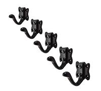 H-Smart 5 x Black Cast Iron Tudor Single Coat Hooks, Antique Door Robe & Dress Hangers Strong Metal Coat Hooks, Screw in Modern Coat Hooks Wall Mounted, Heavy Duty Door Hooks for Bathroom Bedrooms