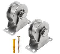 H-Type pulley 2pcs steel pulley blocks, quality Single Pulley Wheels with Mute Bearings Groove Sliding Roller, Use for gym Fitness, Material Handling and Moving Mount Pulley Block