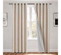 H.Versailtex 100% Blackout Curtains 2 Panels Soft Texture Sun Blocking Thermal Eyelet Curtains for Bedroom Living Room, Vertical Blinds Long Curtains, 66" Width x 72" Drop, Sand