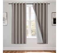 H.Versailtex 100% Blackout Curtains for Bedroom Eyelet Thermal Curtains Window Treatments Super Soft Ring Top Living Room Soundproof Curtain, 46" Width x 54" Drop 2 Panels, Pumice Stone