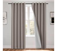 H.Versailtex 100% Blackout Curtains for Bedroom Eyelet Thermal Curtains Window Treatments Super Soft Ring Top Living Room Soundproof Curtain, 66" Width x 72" Drop 2 Panels, Pumice Stone