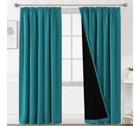 H.Versailtex 100% Blackout Curtains for Bedroom, Pencil Pleat Black Out Living Room Curtains Super Soft Thermal Insulated Curtain Pair Panel with Tiebacks, W90x L90 Inch, 2 Panels, Turquoise Blue