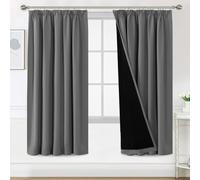H.Versailtex 100% Blackout Curtains for Bedroom, Pencil Pleat Black Out Living Room Curtains Super Soft Thermal Insulated Curtain Pair Panel with Tiebacks, W90x L72 Inch, 2 Panels, Charcoal Grey