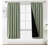 H.Versailtex 100% Blackout Curtains for Bedroom, Pencil Pleat Black Out Living Room Curtains Super Soft Thermal Insulated Curtain Pair Panel with Tiebacks, W66x L54 Inch, 2 Panels, Light Sage