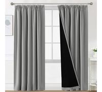 H.Versailtex 100% Blackout Curtains for Bedroom, Pencil Pleat Black Out Living Room Curtains Super Soft Thermal Insulated Curtain Pair Panel with Tiebacks, W90x L90 Inch, 2 Panels, Dove Grey