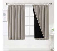 H.Versailtex 100% Blackout Curtains for Bedroom, Pencil Pleat Black Out Living Room Curtains Super Soft Thermal Insulated Curtain Pair Panel with Tiebacks, W66x L54 Inch, 2 Panels, Natural Sand