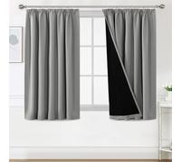 H.Versailtex 100% Blackout Curtains for Bedroom, Pencil Pleat Black Out Living Room Curtains Super Soft Thermal Insulated Curtain Pair Panel with Tiebacks, W66x L54 Inch, 2 Panels, Dove Grey
