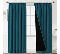 H.Versailtex 100% Blackout Curtains for Bedroom, Pencil Pleat Black Out Living Room Curtains Super Soft Thermal Insulated Curtain Pair Panel with Tiebacks, W90x L90 Inch, 2 Panels, Dark Teal