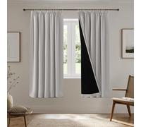 H.Versailtex 100% Blackout Curtains for Bedroom Thermal Insulated Curtains & Drapes for Living Room Black out Window Curtain Pencil Pleat Back Tab Rod Pocket, W46 X L72Inch, 2 Panels, Pumice Stone