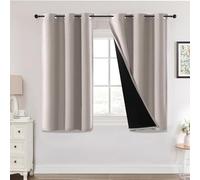 H.Versailtex 100% Blackout Curtains - Light Blocking, Thermal Insulated, Eyelet for Living Room, Bedroom, 46 x 54 Inch, 2 Panels, Beige