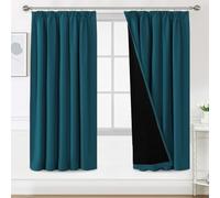 H.Versailtex 100% Blackout Curtains, Soundproof Curtain Privacy Protected Thermal Insulated Curtain with Pencil Pleat for Bedroom/Living Room, W66 x L72 Inch, 2 Panels, Dark Teal