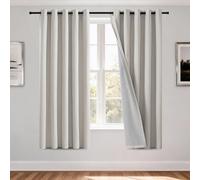 H.Versailtex 100% Blackout Curtains Super Soft Privacy Protection & Thermal Curtain Eyelet Curtains for Bedroom Living Room, Vertical Blinds Soundproof Curtain, 46" Width x 72" Drop 2 Panels, Ivory