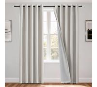 H.Versailtex 100% Blackout Curtains Super Soft Privacy Protection & Thermal Curtain Eyelet Curtains for Bedroom Living Room, Vertical Blinds Soundproof Curtain, 66" Width x 72" Drop 2 Panels, Ivory
