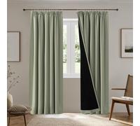 H.Versailtex 100% Blackout Thermal Curtains, Short Pencil Pleat Curtain for Bedroom Decor Thermal Insulated Window Treatments Light Blocking, Room Darkening, W66 X L54Inch, 2 Panels, Light Sage