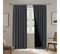 H.Versailtex 100% Blackout Thermal Curtains, Short Pencil Pleat Curtain for Bedroom Decor Thermal Insulated Window Treatments Light Blocking, Room Darkening, W66 X L54Inch, 2 Panels, Charcoal Grey